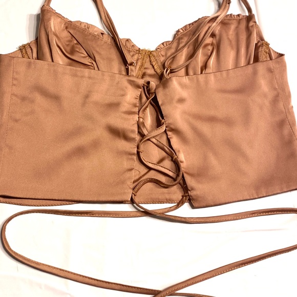 SHEIN Lace-up Back Ruched Bust Crop Cami Top - Picture 5 of 6